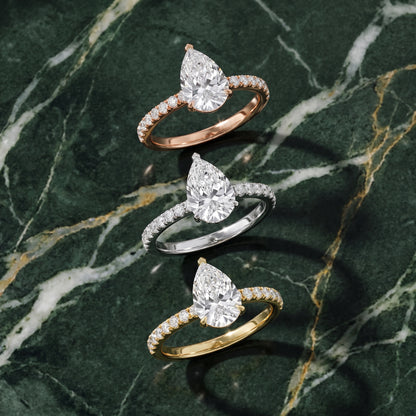 Juna French Pavé Solitaire Pear Diamond Engagement Ring in Silver - 3rings.jpg