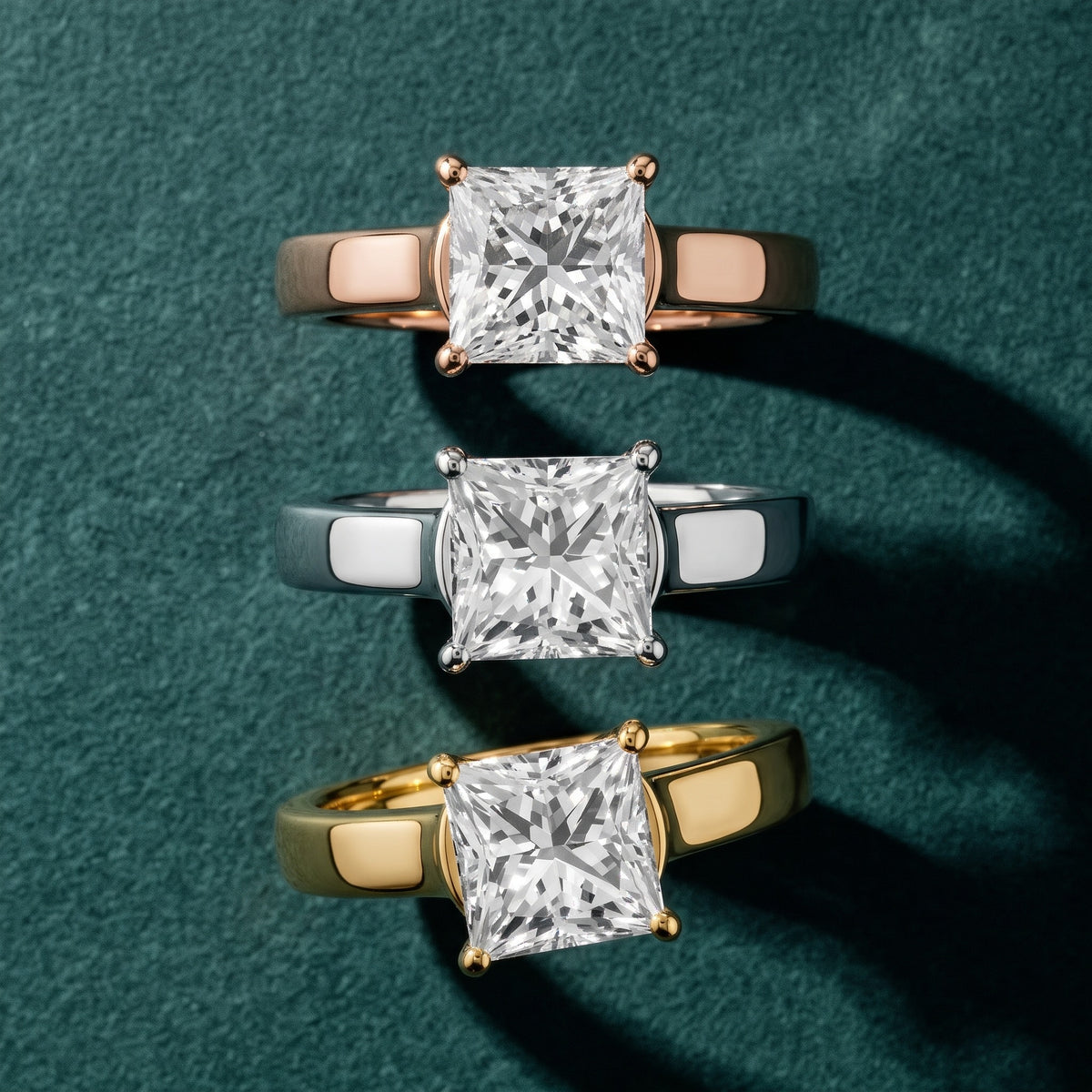 Heather Solitaire Cathedral Princess Diamond Engagement Ring in Rose Gold - 3rings.jpg