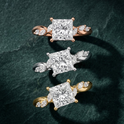 Cathy Leaf Twist Princess Diamond Engagement Ring in Silver - 3rings.jpg