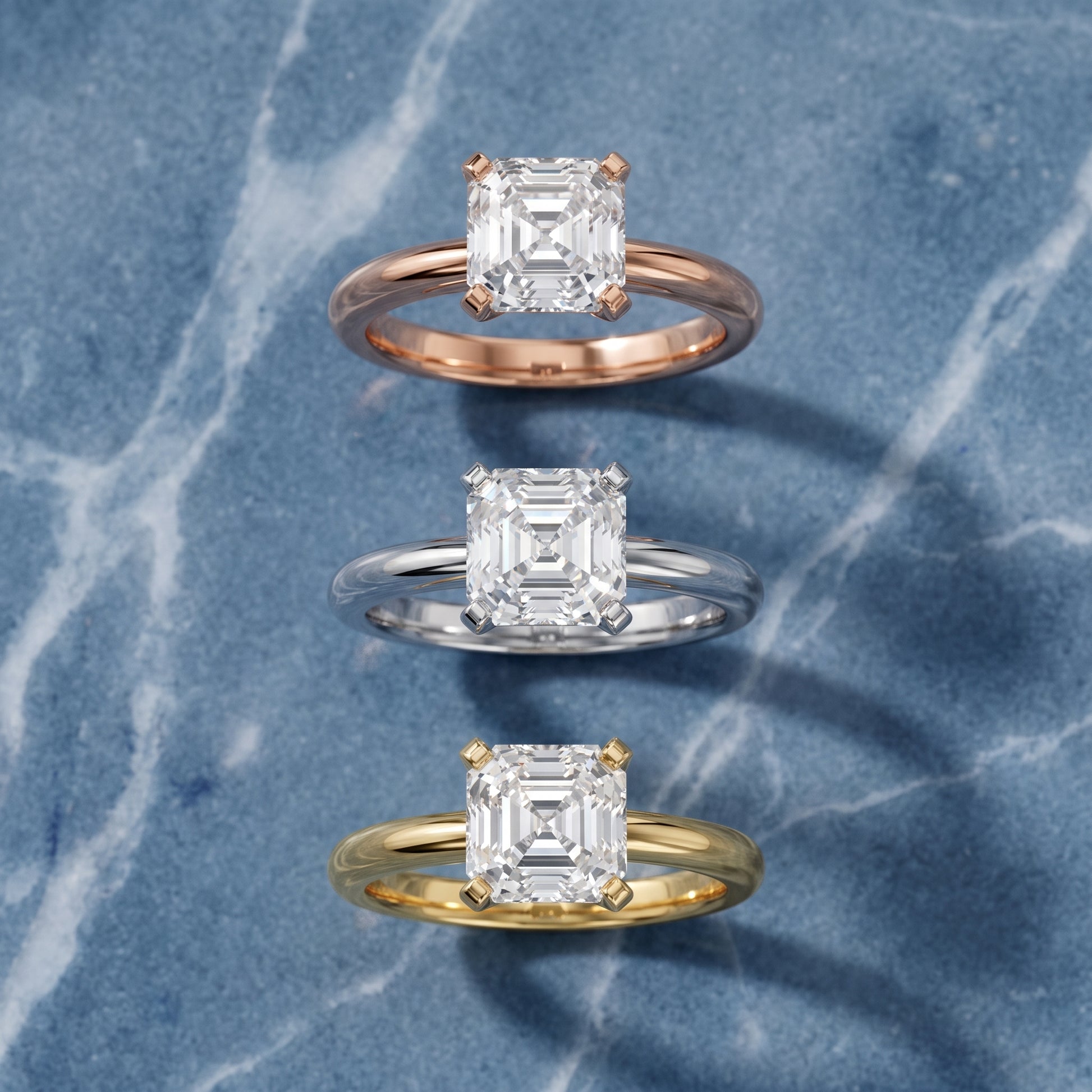 Amira Six-Prong Solitaire Asscher Diamond Engagement Ring in Rose Gold - 3rings.jpg
