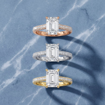 Della Hidden Halo Pavé Emerald Diamond Engagement Ring in Yellow Gold - 3rings.jpg