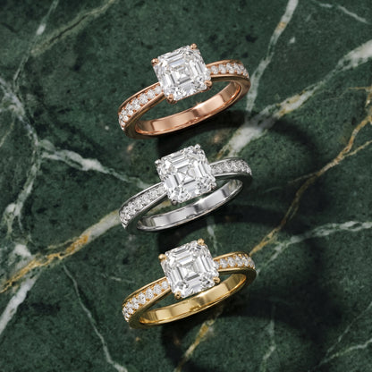 Rhea Sidestone Pavé Asscher Diamond Engagement Ring in Rose Gold - 3rings.jpg