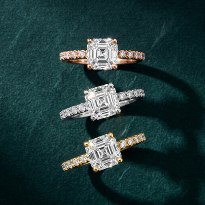 Autumn Statement Pavé Asscher Diamond Engagement Ring in Yellow Gold - 3rings.jpg