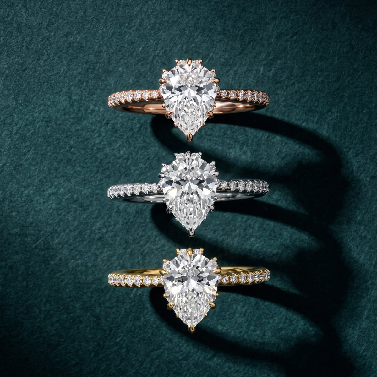 Leonie Starburst Halo Pear Diamond Engagement Ring in Rose Gold - 3rings.jpg