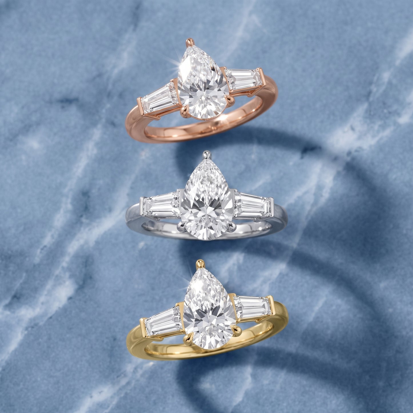 Zelda Tapered Baguette Pear Diamond Engagement Ring in Silver - 3rings.jpg