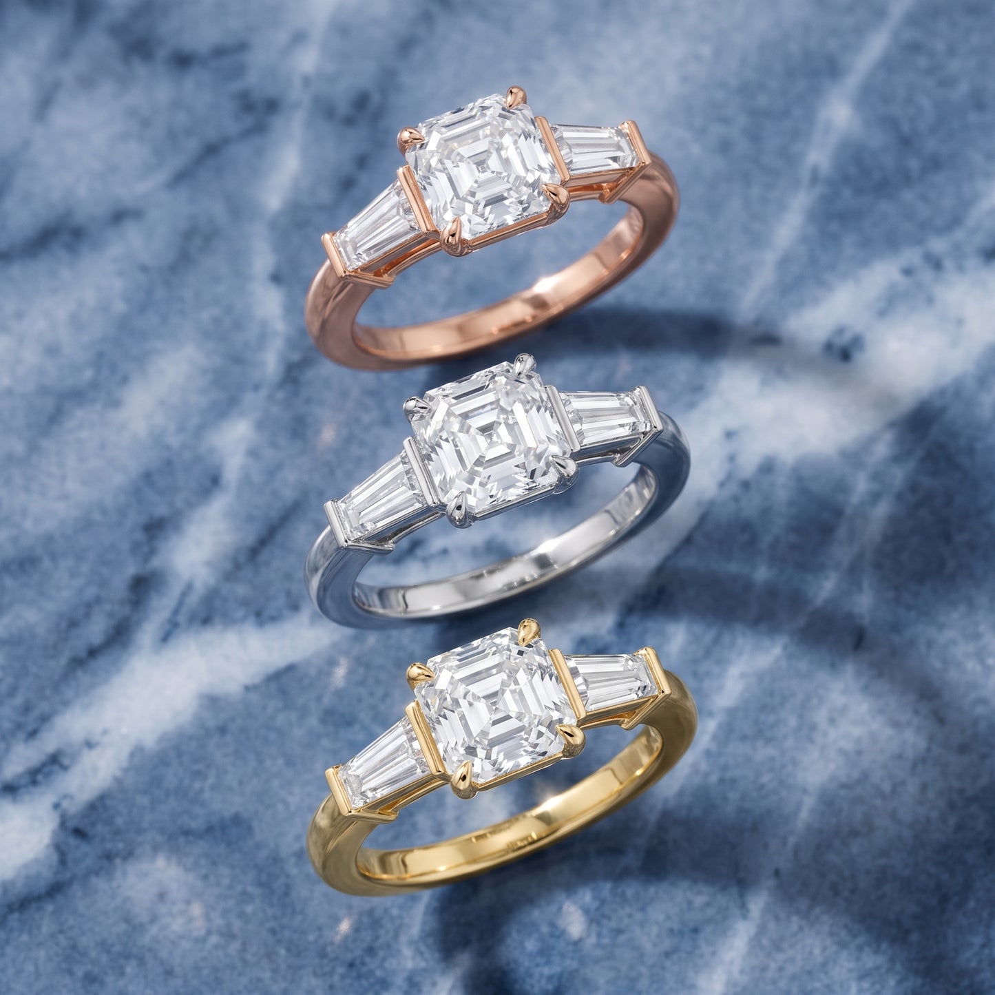 Zelda Tapered Baguette Asscher Diamond Engagement Ring in Platinum - 3rings.jpg