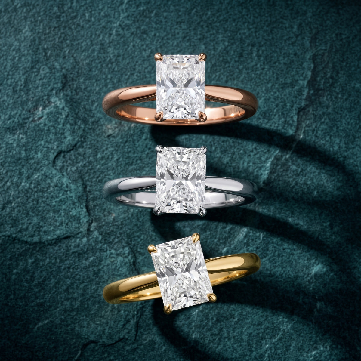 Kalia Knife Edge Solitaire Radiant Diamond Engagement Ring in Platinum - 3rings.jpg