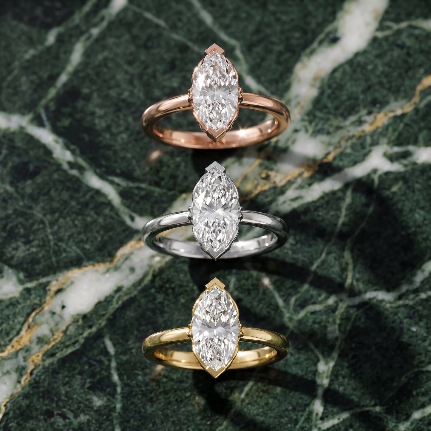Marquise Cut Lab Grown Diamond Engagement Ring in Platinum