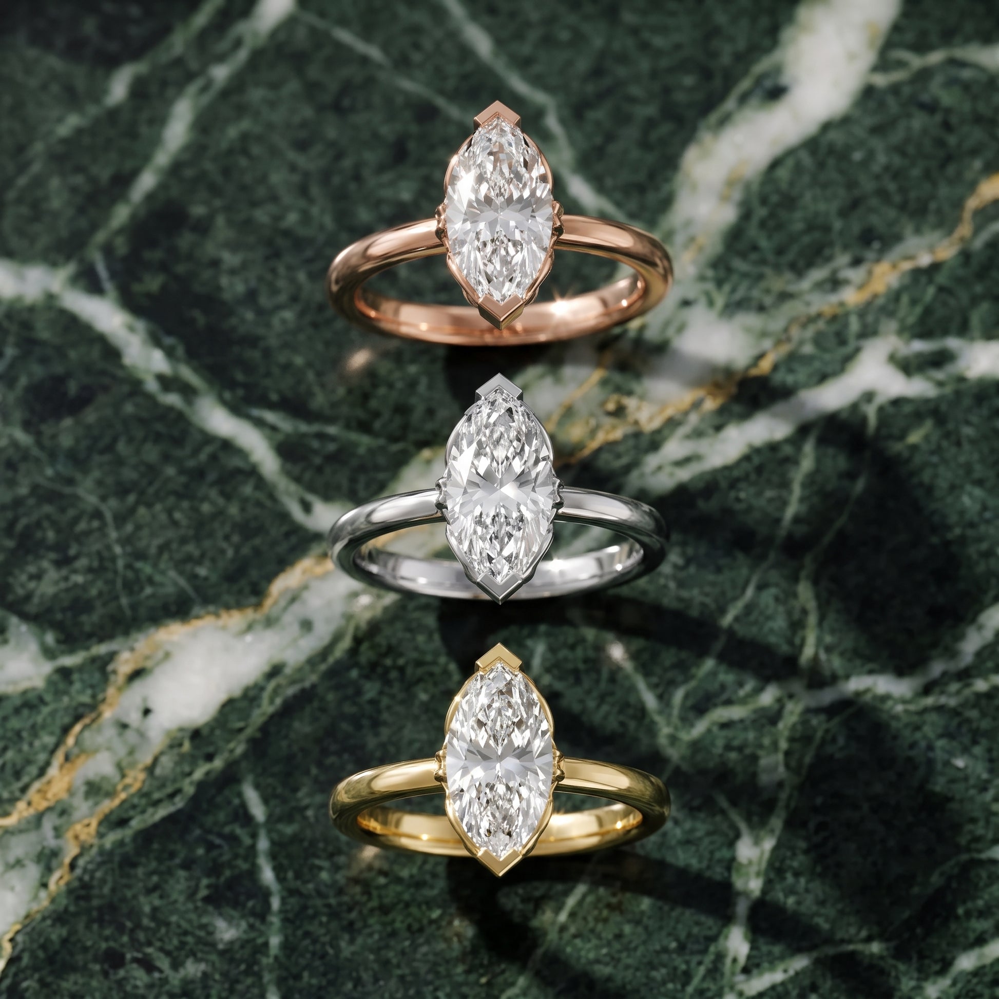 Marquise Cut Lab Grown Diamond Engagement Ring in Platinum