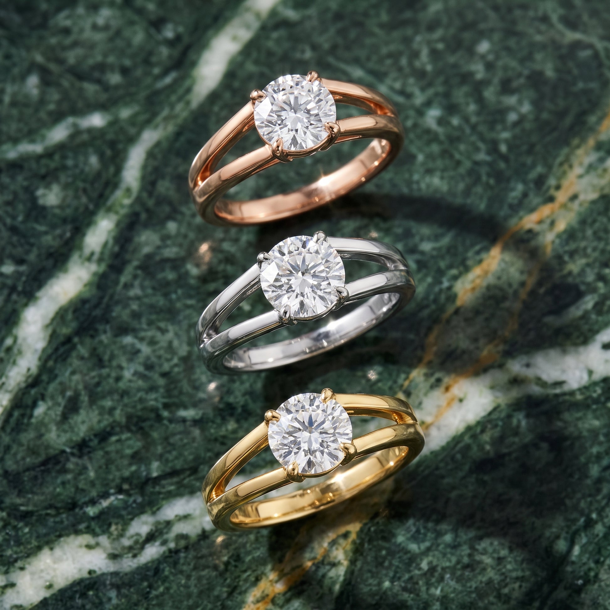 Giselle Solitaire Split Shank Round Diamond Engagement Ring in Yellow Gold - 3rings.jpg