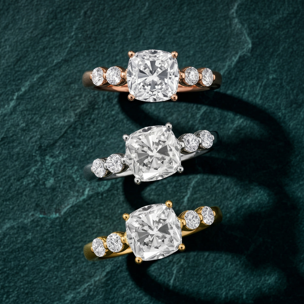 Vienna Floating Five-Stone Cushion Diamond Engagement Ring in Platinum - 3rings.jpg