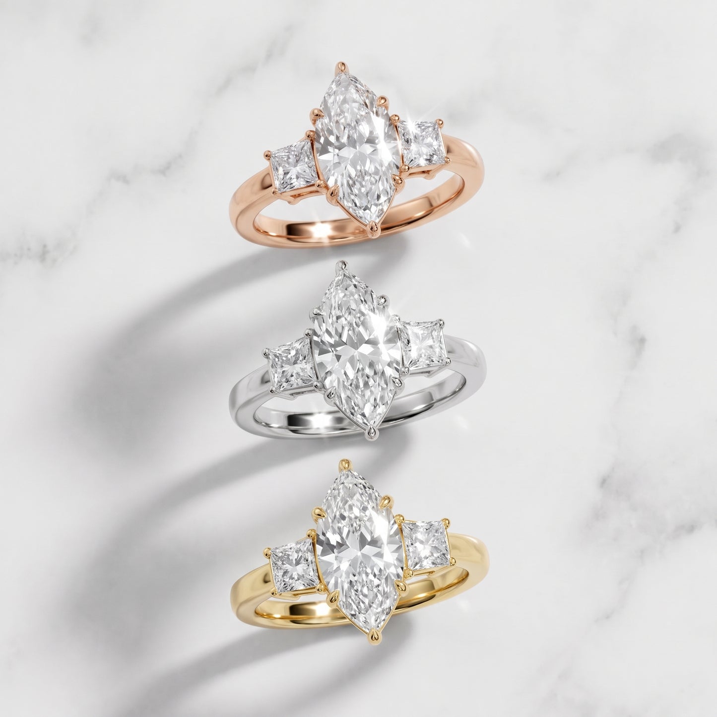 Selena Three-Stone Basket Marquise Diamond Ring in Platinum - 3rings.jpg