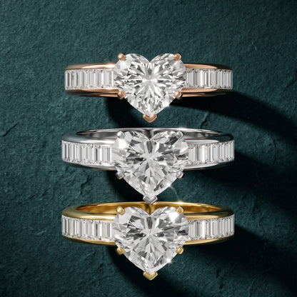 Medina Baguette Channel Set Heart Diamond Engagement Ring in Yellow Gold - 3rings.jpg