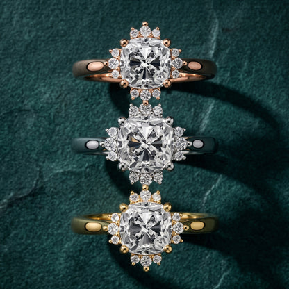 Linden Starburst Cluster Cushion Diamond Engagement Ring in Silver - 3rings.jpg