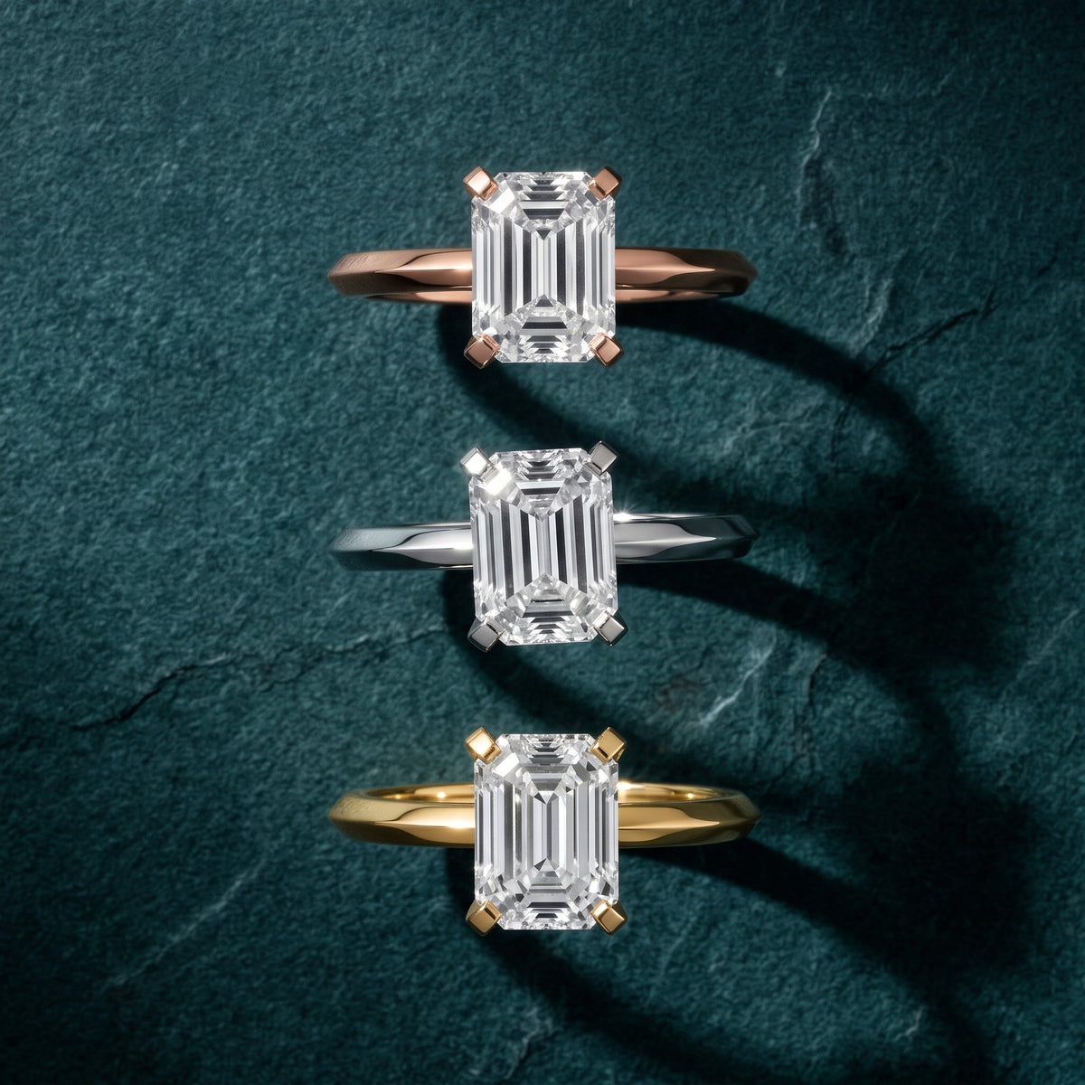 Verity Solitaire Knife Edge Emerald Diamond Engagement Ring in Yellow Gold - 3rings.jpg