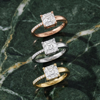 Rosie Solitaire Basket Asscher Diamond Engagement Ring in White Gold - 3rings.jpg