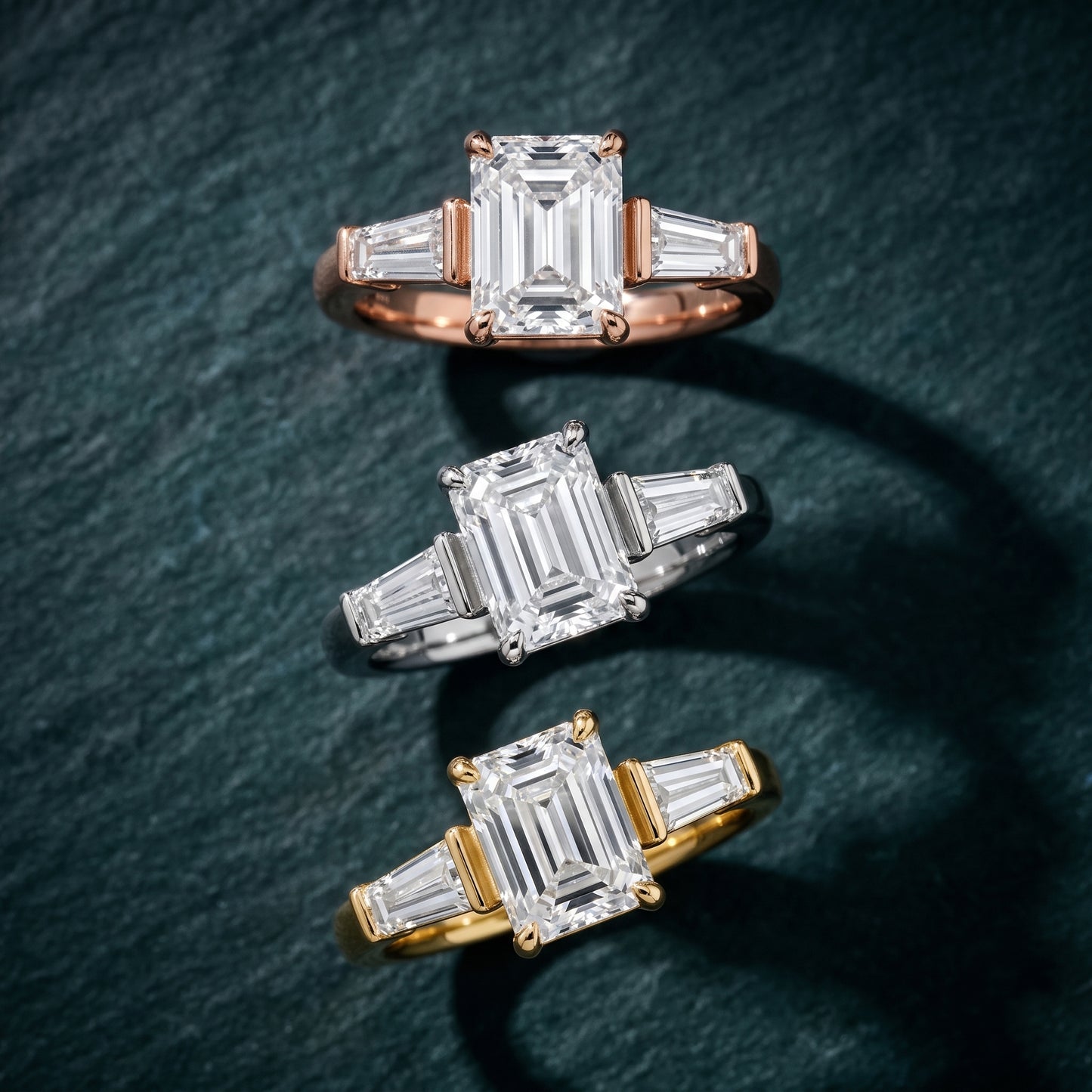 Layla Tapered Baguette Emerald Diamond Ring in Silver - 3rings.jpg
