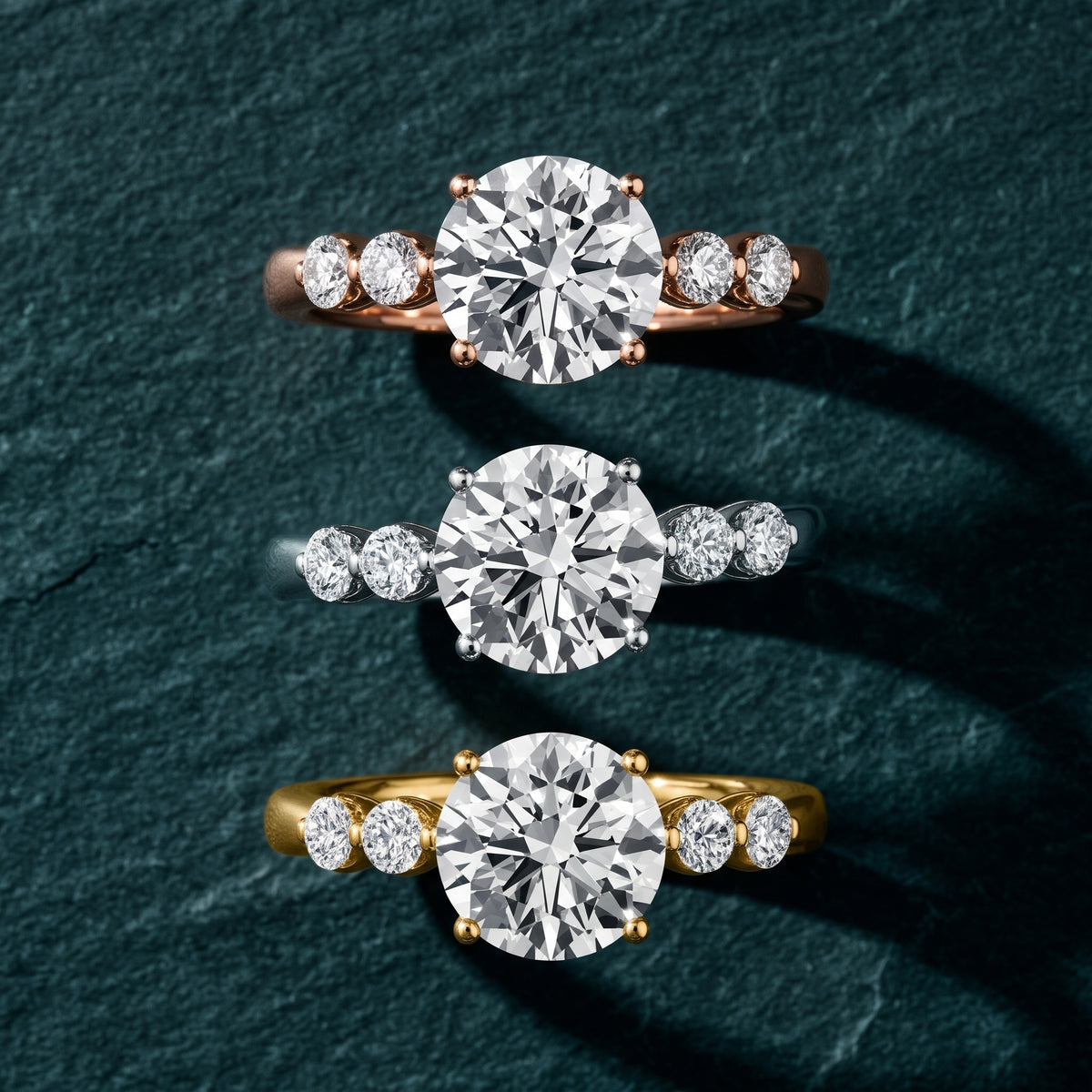 Vienna Floating Five-Stone Round Diamond Engagement Ring in Yellow Gold - 3rings.jpg