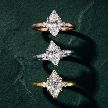 Vail Starburst Cluster Marquise Diamond Engagement Ring in Rose Gold - 3rings.jpg