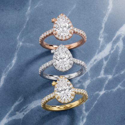 Amara Halo Claw Prong Pear Diamond Ring in Silver - 3rings.jpg