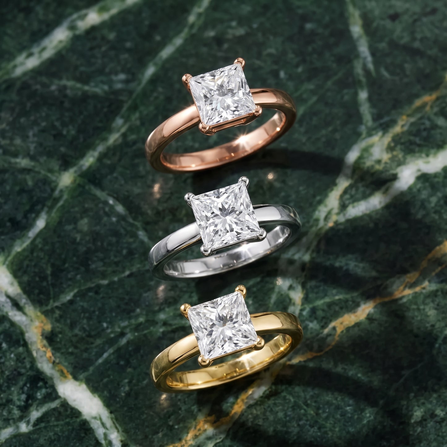 Delia Solitaire Princess Diamond Engagement Ring in Platinum - 3rings.jpg
