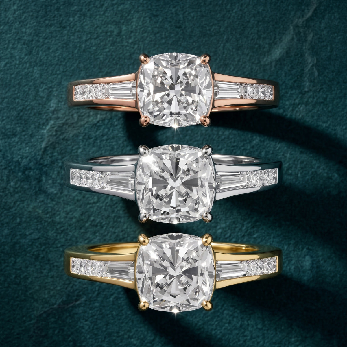 Nathalie Baguette Channel Set Cushion Diamond Engagement Ring in White Gold - 3rings.jpg