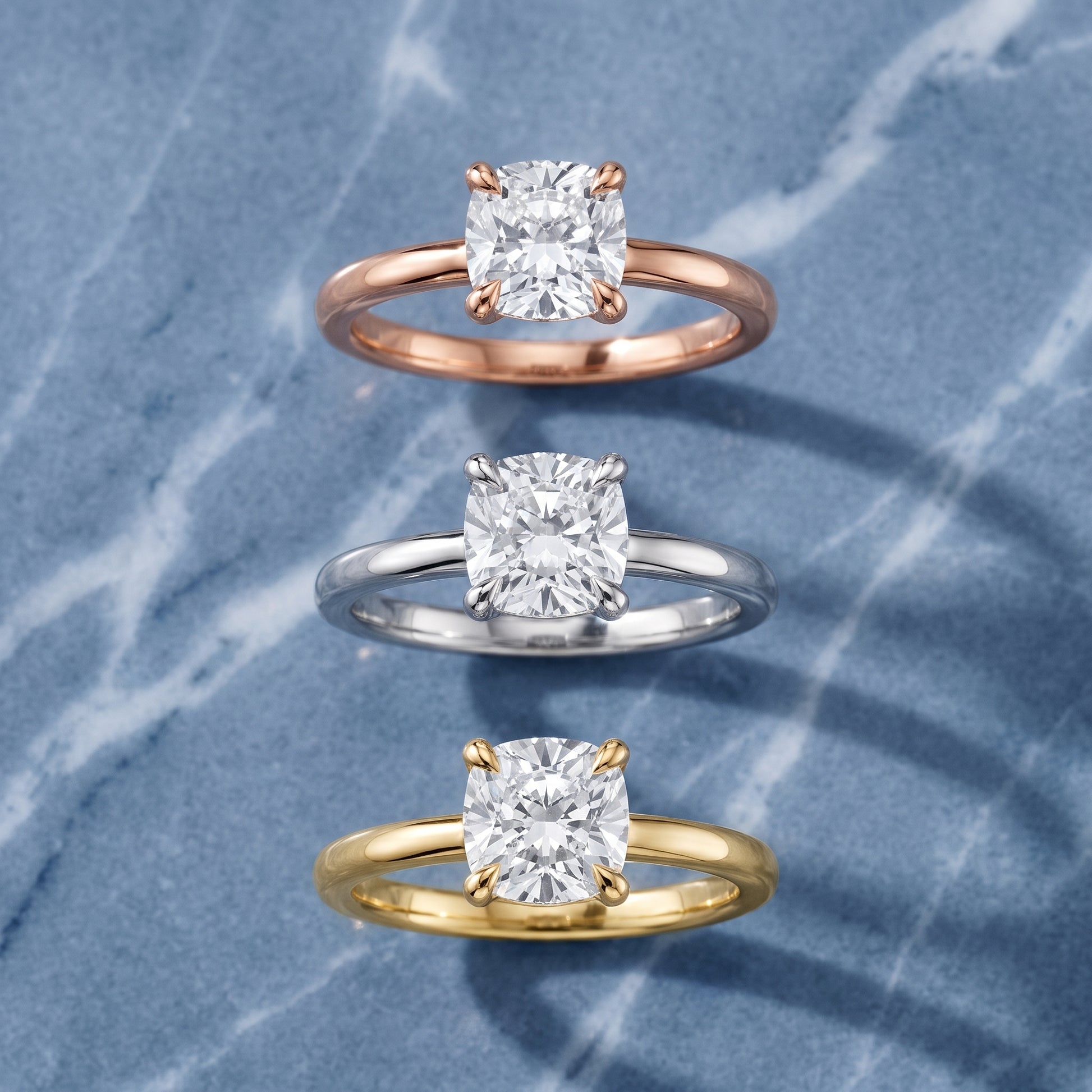 Nella Petite Solitaire Cushion Diamond Engagement Ring in Silver - 3rings.jpg