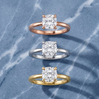 Nella Petite Solitaire Cushion Diamond Engagement Ring in Silver - 3rings.jpg