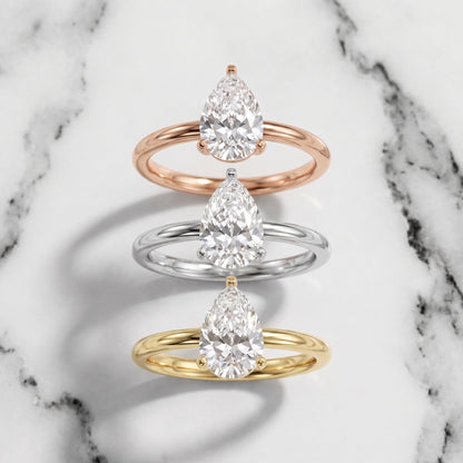 Wren Solitaire Pear Diamond Ring in Rose Gold - 3rings.jpg
