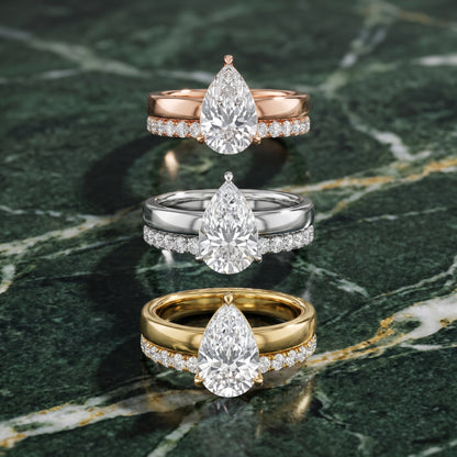 Veda Split Shank Pavé Pear Diamond Engagement Ring in Rose Gold - 3rings.jpg