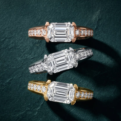Alexa East-West Pavé Emerald Diamond Engagement Ring in Platinum - 3rings.jpg