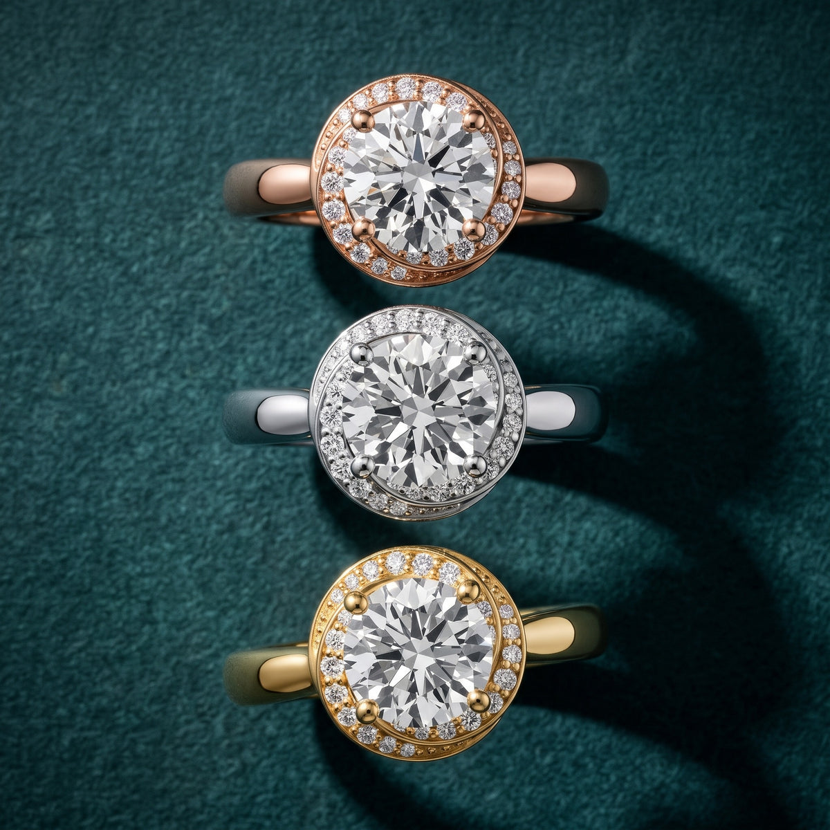 Tina Milgrain Halo Round Diamond Engagement Ring in White Gold - 3rings.jpg