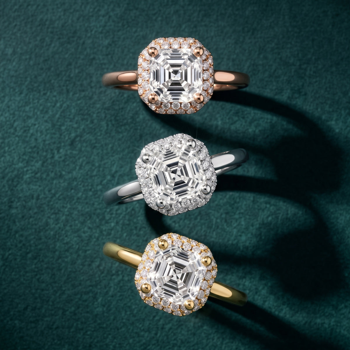 Destin Halo Micropavé Asscher Diamond Engagement Ring in Platinum - 3rings.jpg