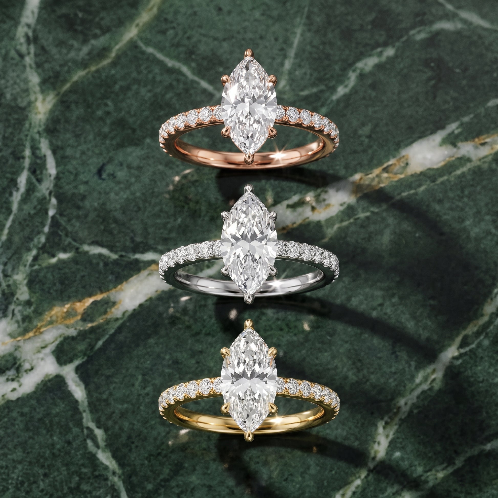 Thea Hidden Halo Pavé Marquise Diamond Engagement Ring in Platinum - 3rings.jpg