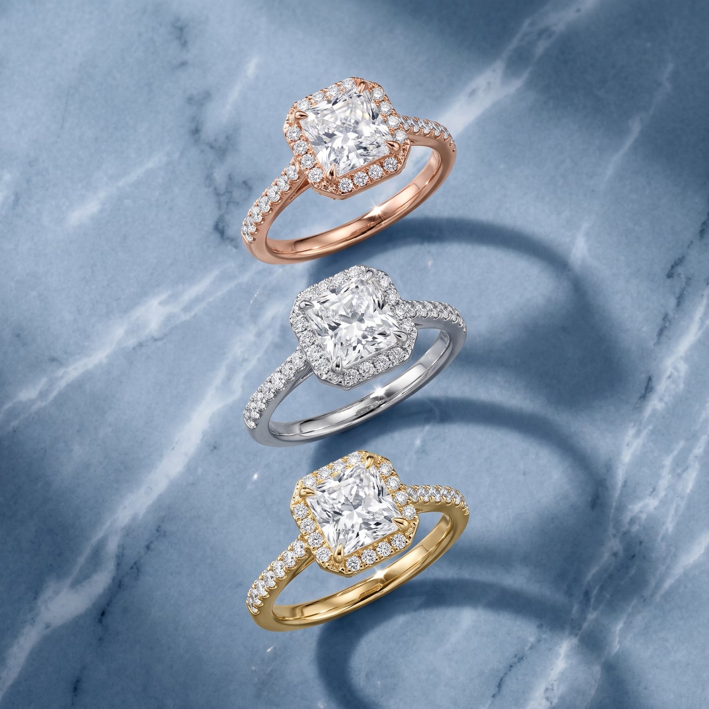 Alma Halo Pavé Radiant Diamond Ring in White Gold - 3rings.jpg