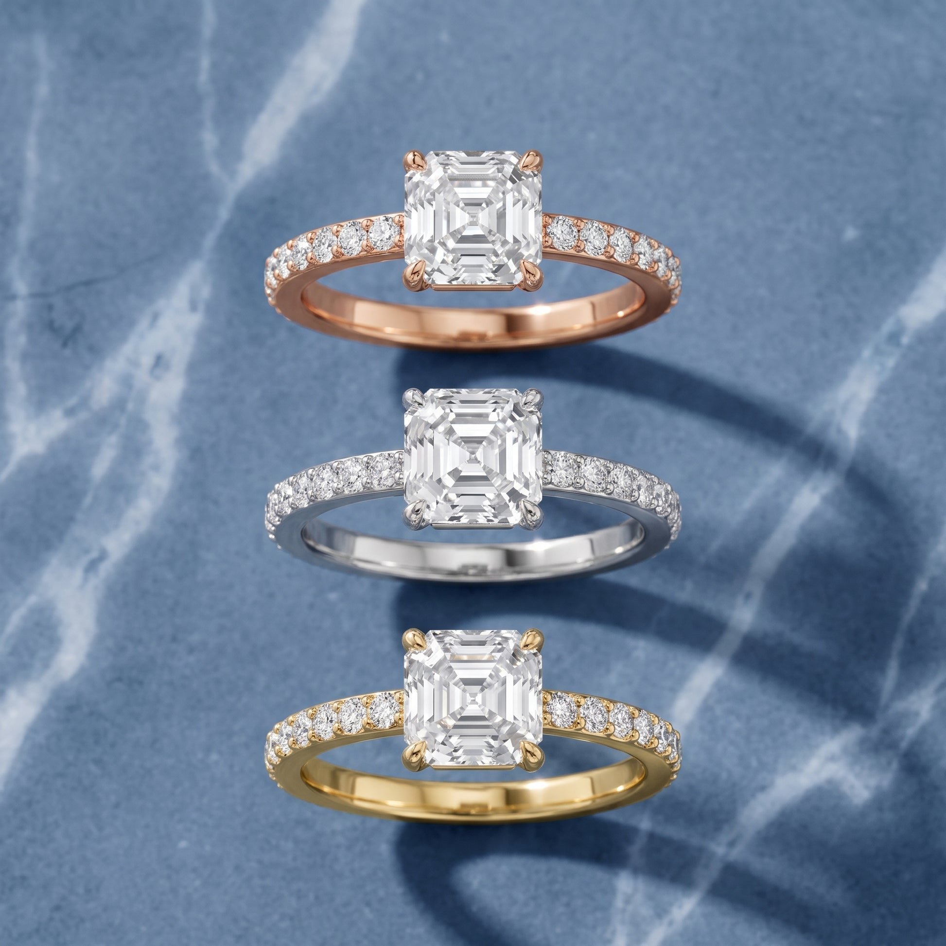 Aisha Pavé Solitaire Asscher Diamond Engagement Ring in White Gold - 3rings.jpg