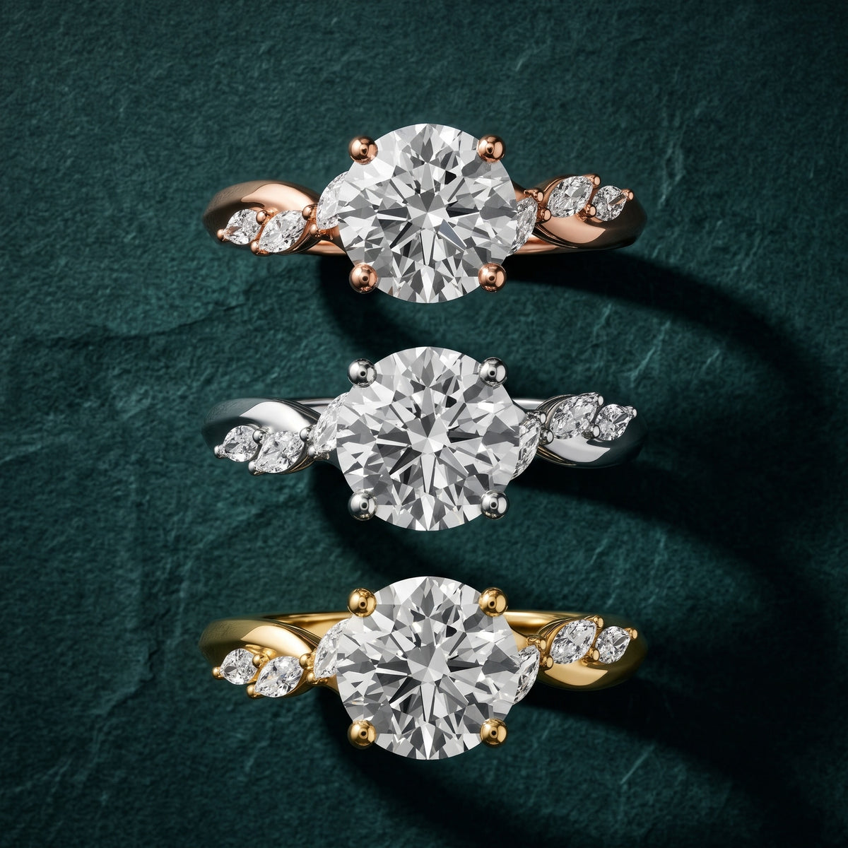 Cathy Leaf Twist Round Diamond Engagement Ring in Silver - 3rings.jpg