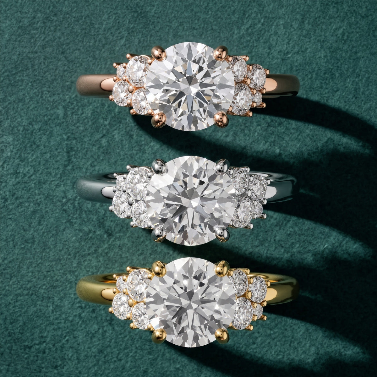 Hannah Cluster Round Diamond Engagement Ring in Rose Gold - 3rings.jpg