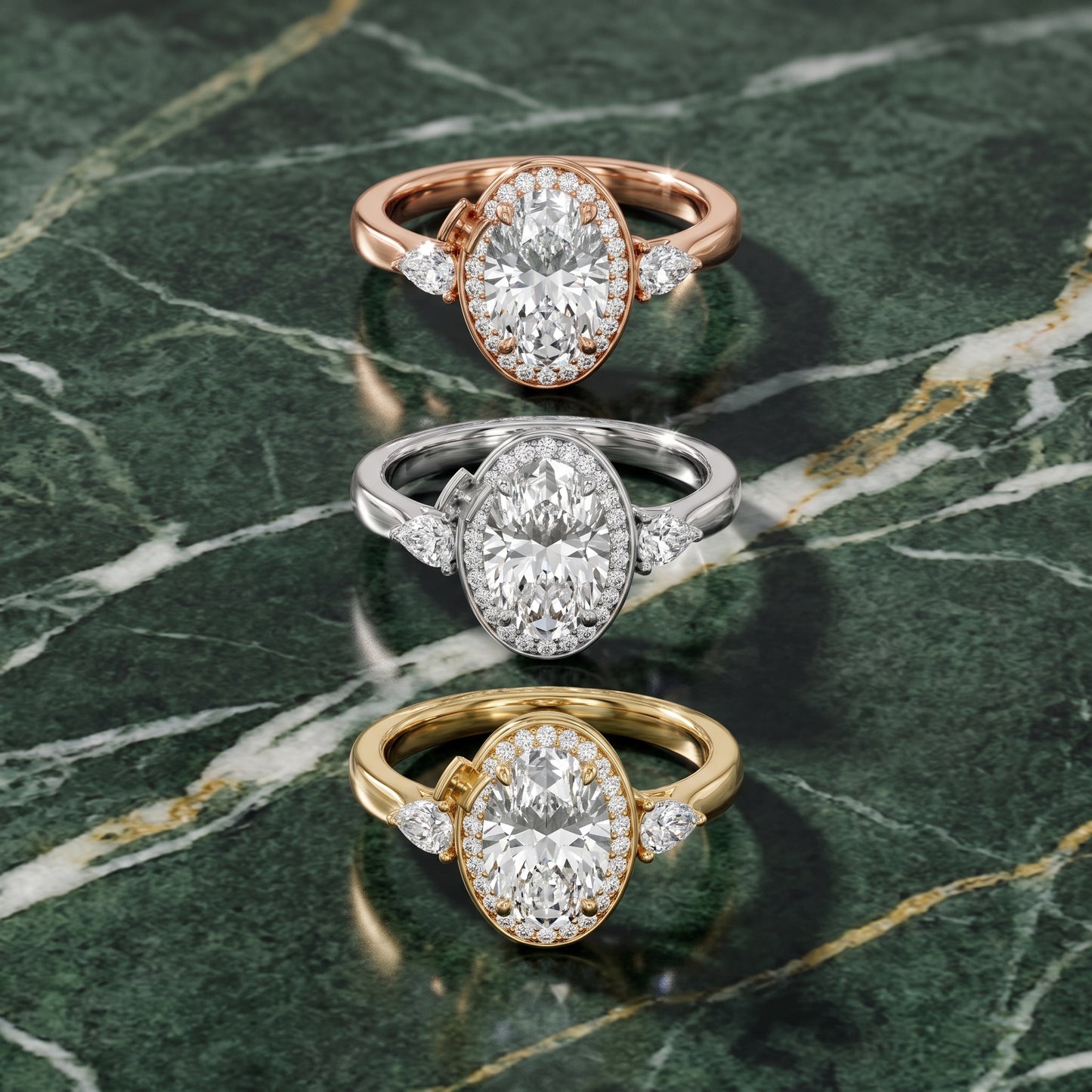 Eliza Halo Sidestone Oval Diamond Engagement Ring in Platinum - 3rings.jpg