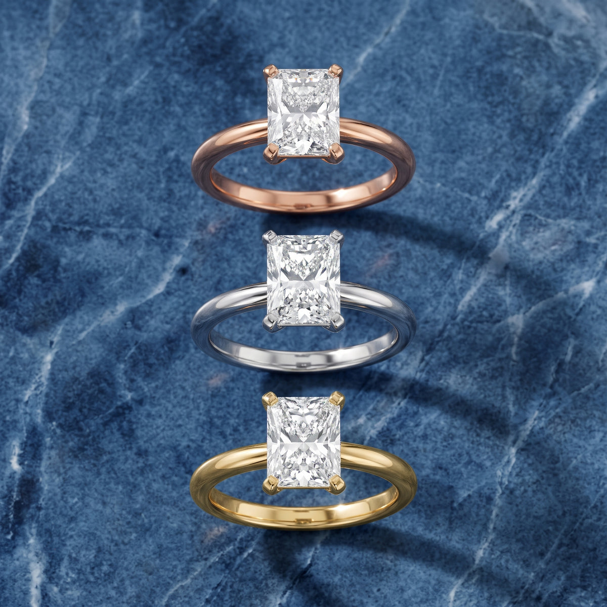 Elena Solitaire Radiant Diamond Engagement Ring in Silver - 3rings.jpg