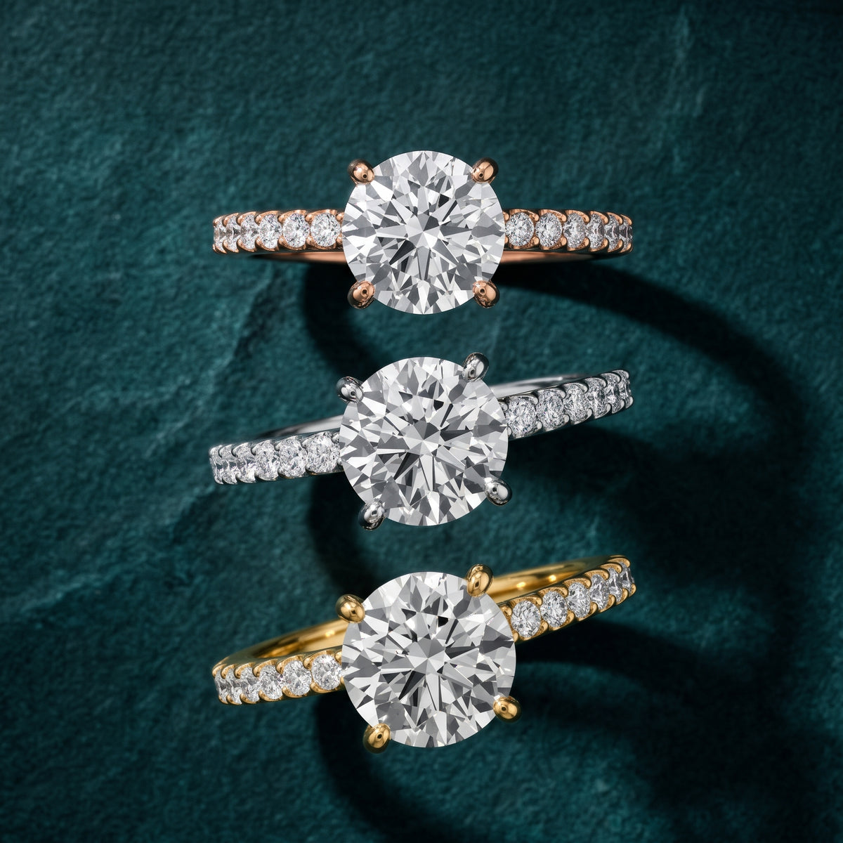 Livia Micropavé Round Diamond Engagement Ring in Yellow Gold - 3rings.jpg