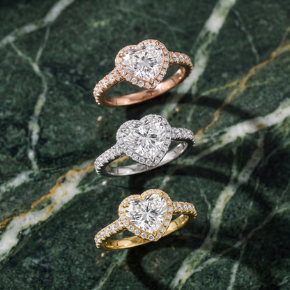 Bella Halo Pavé Heart Diamond Engagement Ring in Rose Gold - 3rings.jpg