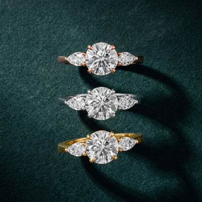 Grace Three Stone Round Diamond Engagement Ring in Rose Gold - 3rings.jpg