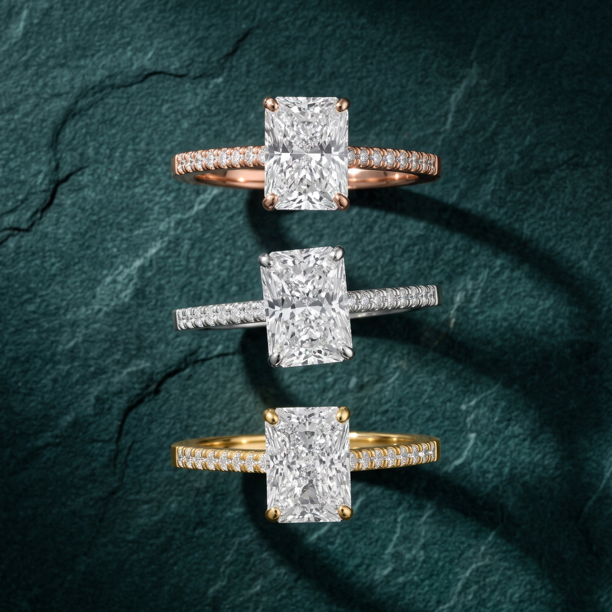 Meg Pavé Radiant Diamond Engagement Ring in Silver - 3rings.jpg