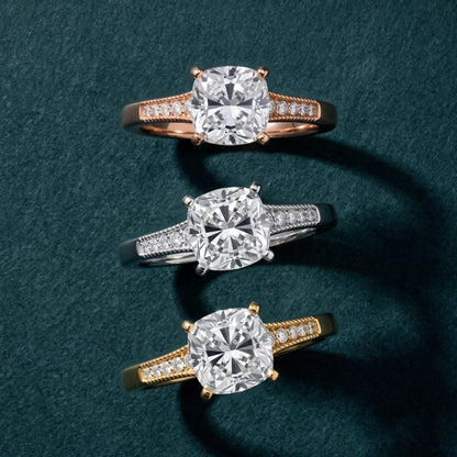 Fenella Milgrain Pavé Cushion Diamond Engagement Ring in Silver - 3rings.jpg