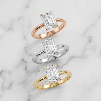 Evie Solitaire Six-Prong Emerald Diamond Engagement Ring in Rose Gold - 3rings.jpg