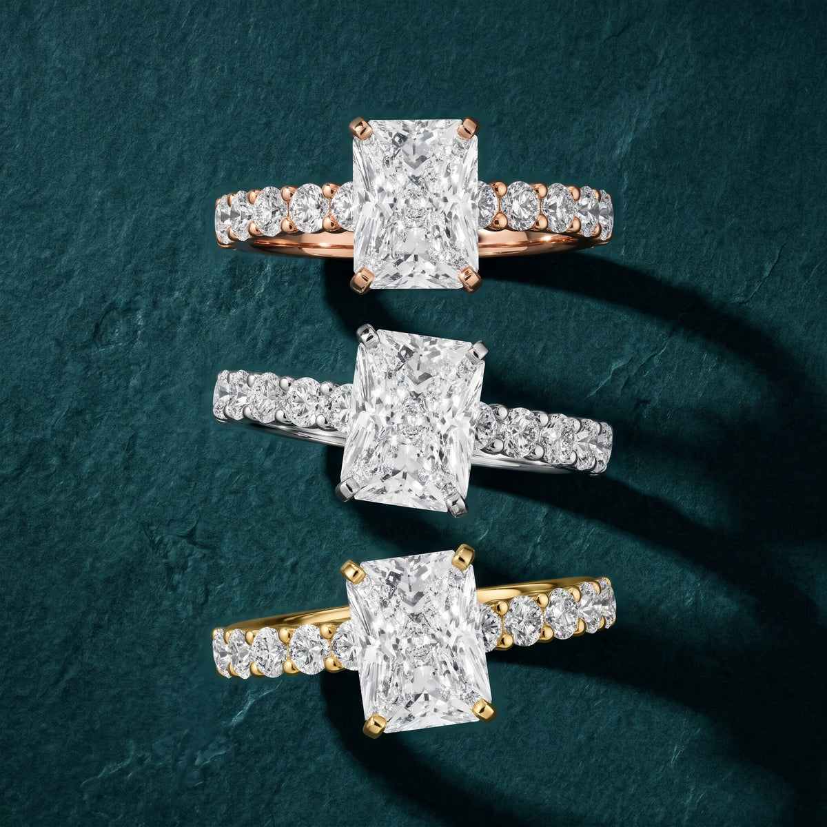 Heloise Statement Pavé Radiant Diamond Engagement Ring in Silver - 3rings.jpg