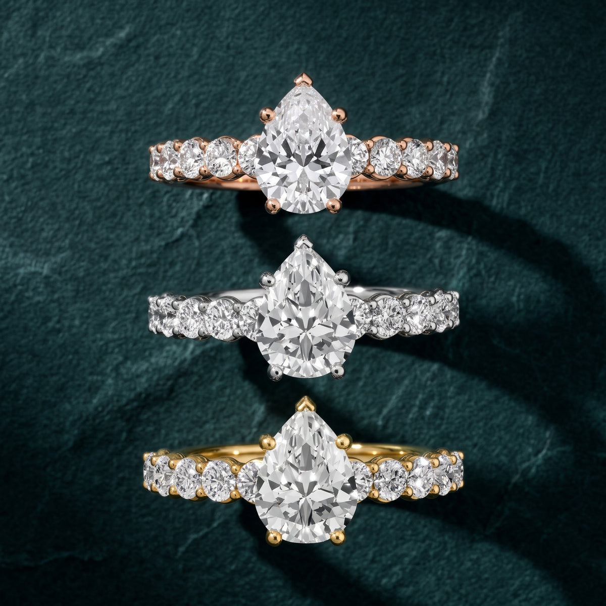 Sterling Statement Pavé Pear Diamond Engagement Ring in White Gold - 3rings.jpg
