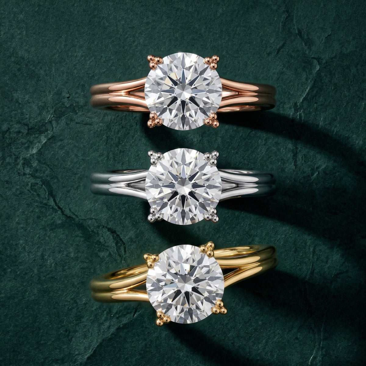 Neve Solitaire Split Shank Round Diamond Engagement Ring in Rose Gold - 3rings.jpg