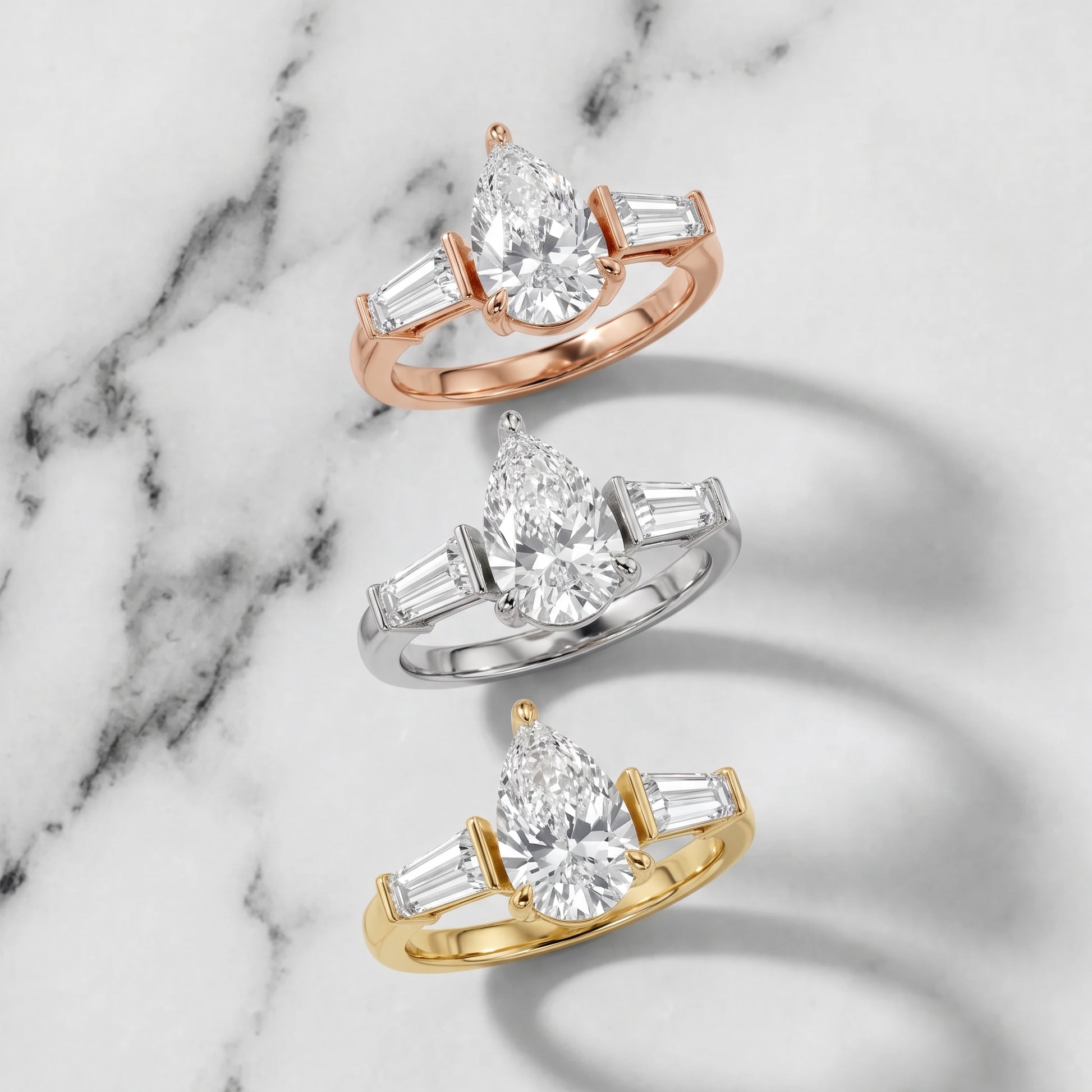 Layla Tapered Baguette Pear Diamond Ring in Yellow Gold - 3rings.jpg